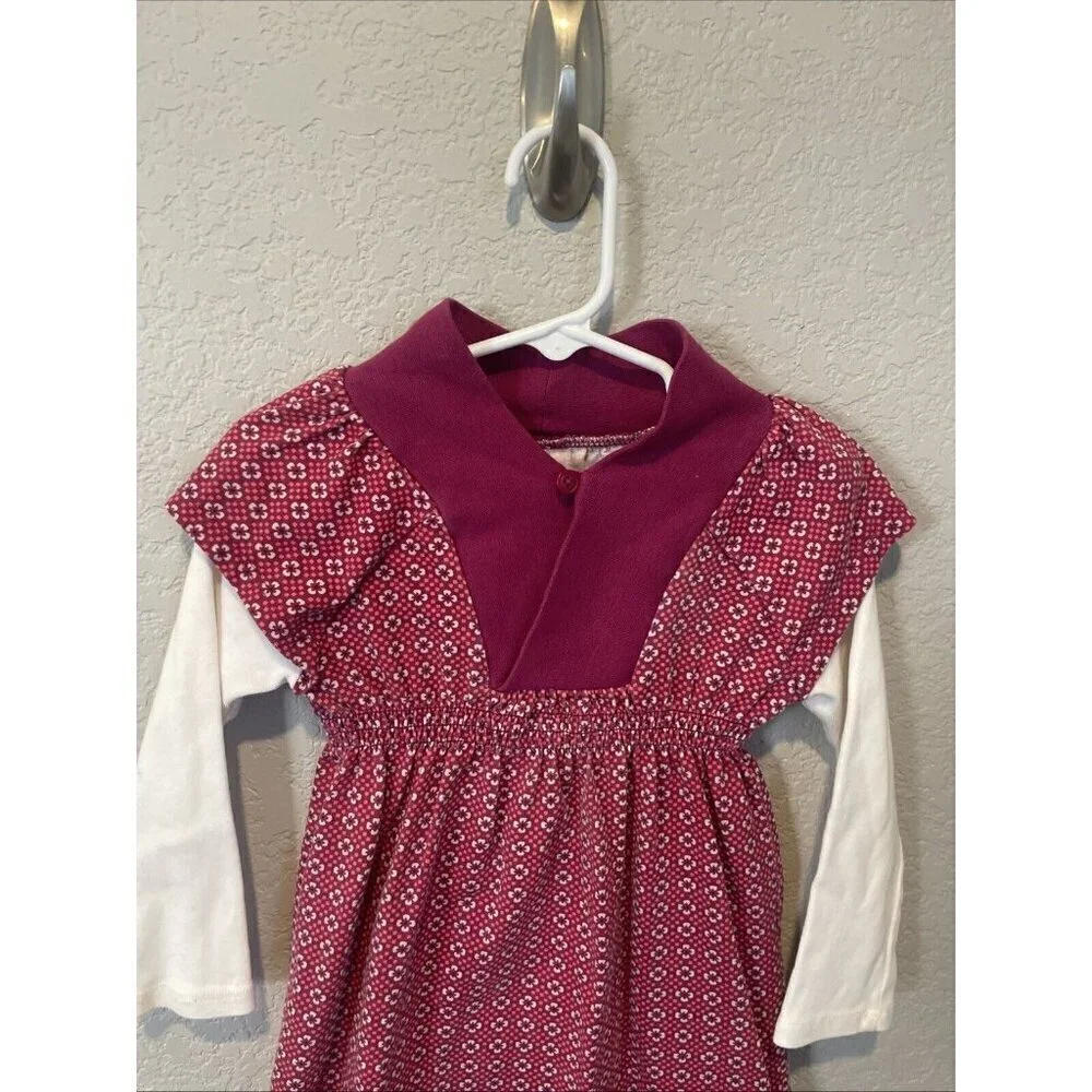 TEA COLLECTION Girls Dress- Sz 2 - Pink/Fuschia FLORAL Pattern Long Sleeve